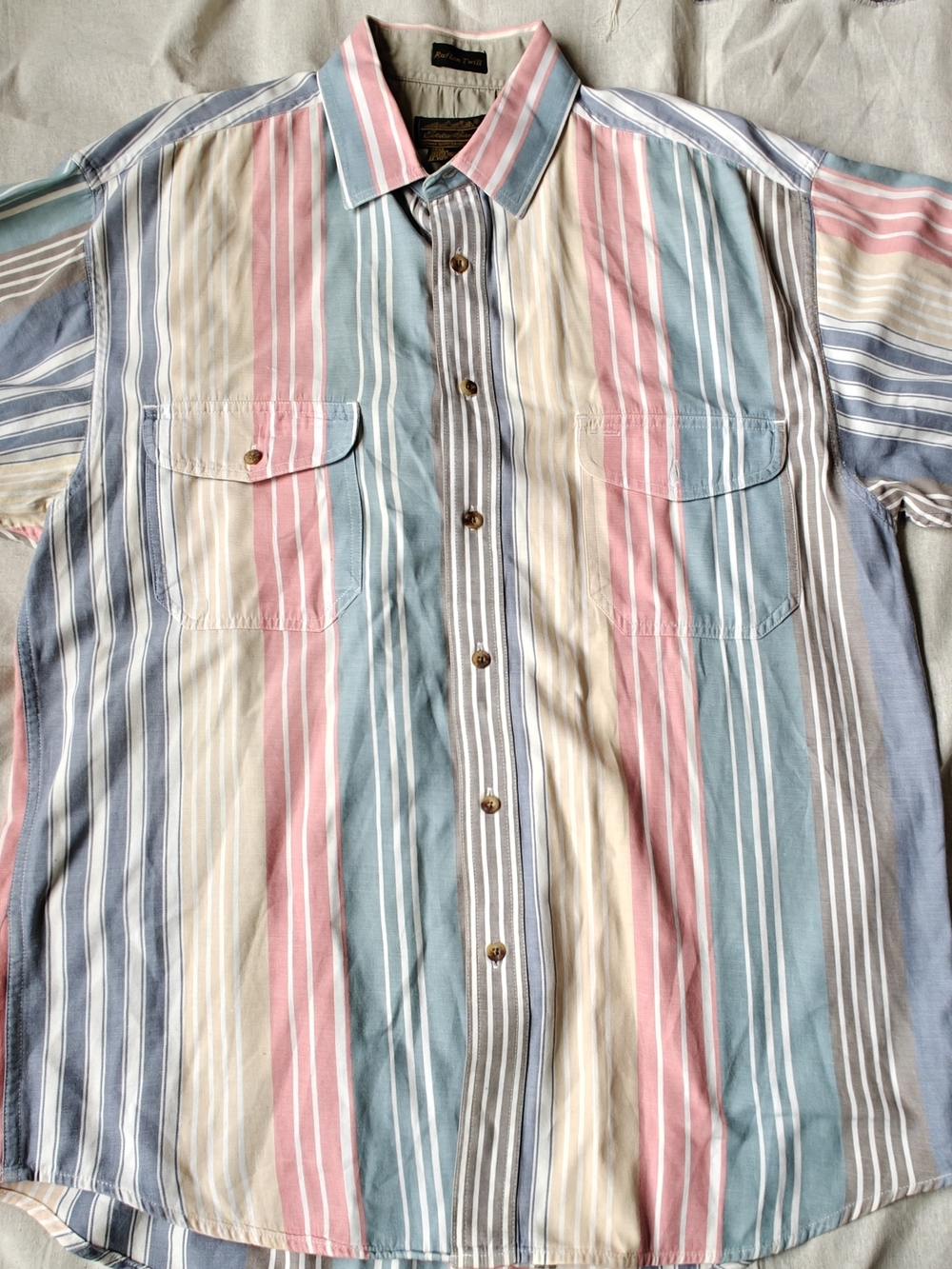 Eddie Bauer Pastel Multi-Stripe Button-Down Shirt